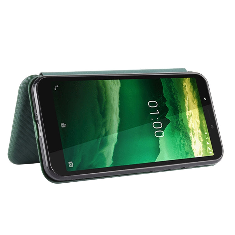 For Nokia C1 Carbon Fiber Texture Horizontal Flip TPU + PC + PU Leather Case with Card Slot