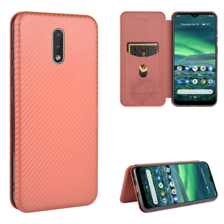 For Nokia 2.3 Carbon Fiber Texture Horizontal Flip TPU + PC + PU Leather Case with Card Slot