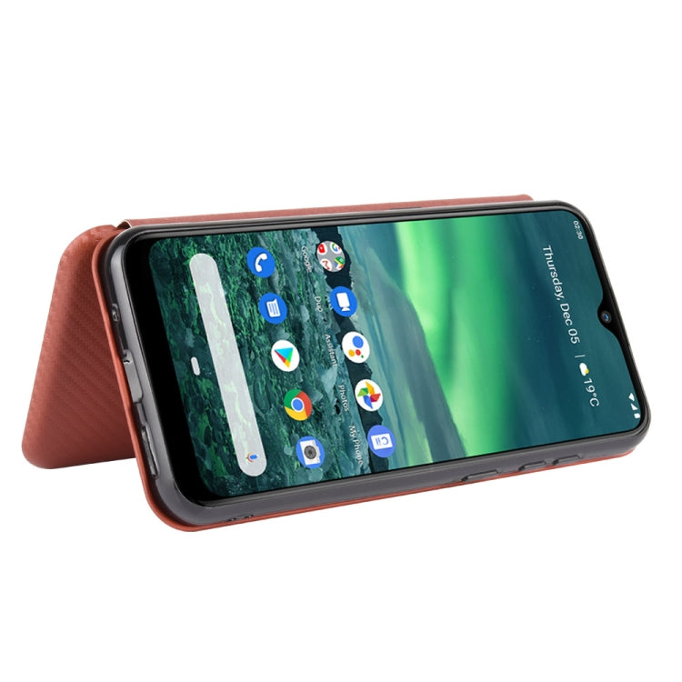 For Nokia 2.3 Carbon Fiber Texture Horizontal Flip TPU + PC + PU Leather Case with Card Slot