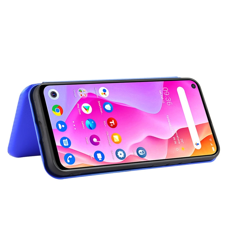 For TCL 10 Lite Carbon Fiber Texture Horizontal Flip TPU + PC + PU Leather Case with Card Slot