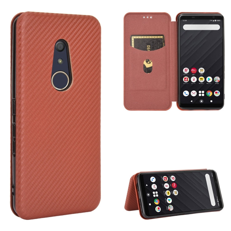 For Fujitsu Arrows Be4 (F-41A) Carbon Fiber Texture Horizontal Flip TPU + PC + PU Leather Case with Card Slot
