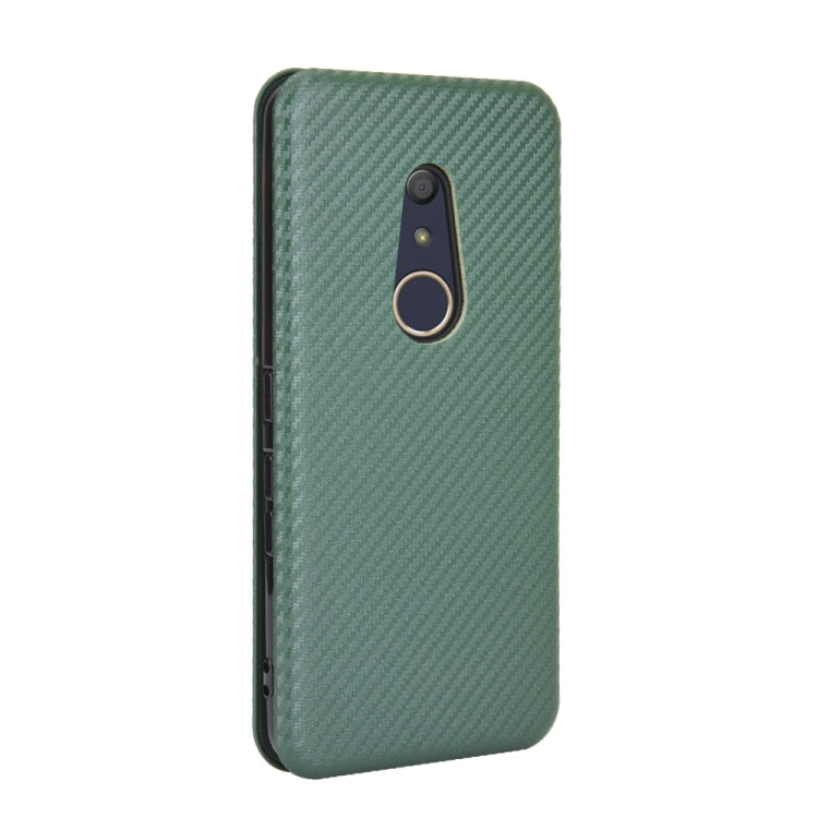 For Fujitsu Arrows Be4 (F-41A) Carbon Fiber Texture Horizontal Flip TPU + PC + PU Leather Case with Card Slot