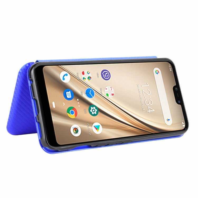 For Fujitsu Arrows RX (Arrows M05) Carbon Fiber Texture Horizontal Flip TPU + PC + PU Leather Case with Card Slot