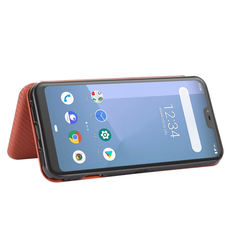 For Fujitsu Arrows U / 801FJ / Arrows J Carbon Fiber Texture Horizontal Flip TPU + PC + PU Leather Case with Card Slot