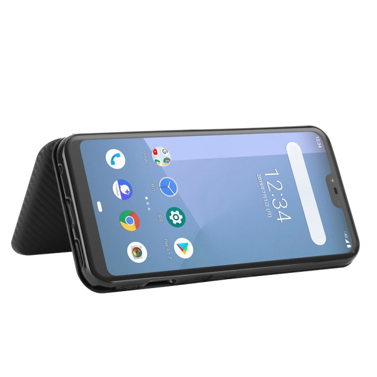 For Fujitsu Arrows U / 801FJ / Arrows J Carbon Fiber Texture Horizontal Flip TPU + PC + PU Leather Case with Card Slot