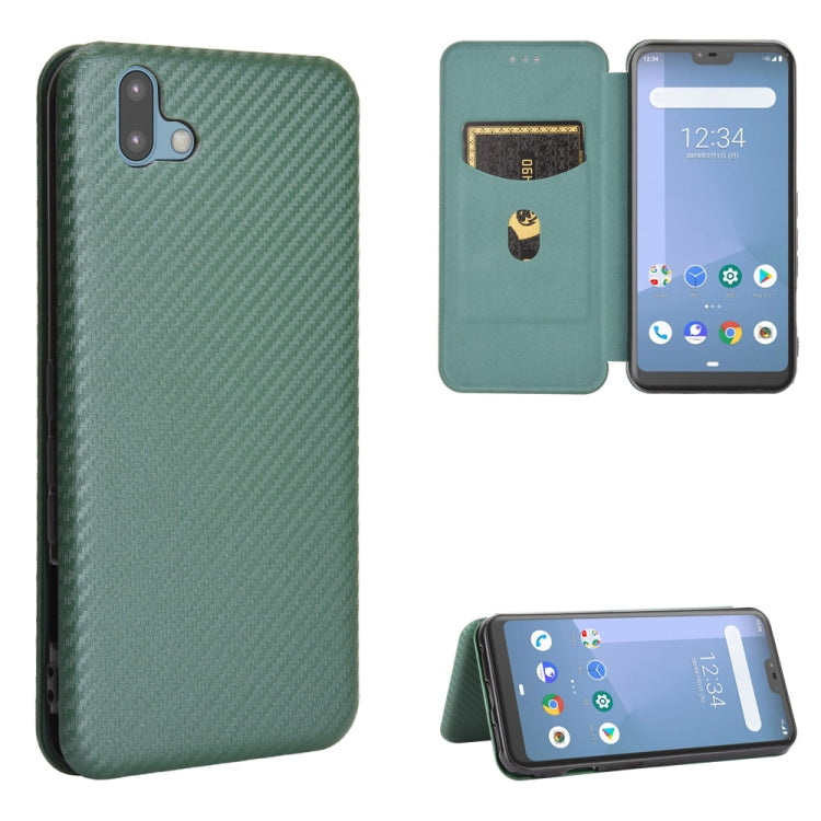 For Fujitsu Arrows U / 801FJ / Arrows J Carbon Fiber Texture Horizontal Flip TPU + PC + PU Leather Case with Card Slot