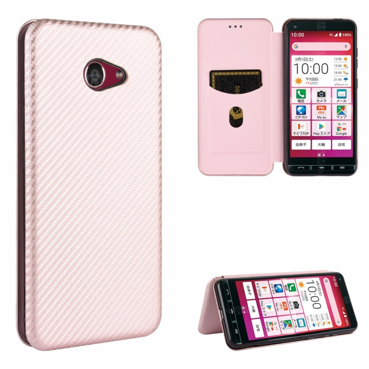 For Kyocera Basio 4 KYV47 Carbon Fiber Texture Horizontal Flip TPU + PC + PU Leather Case with Card Slot