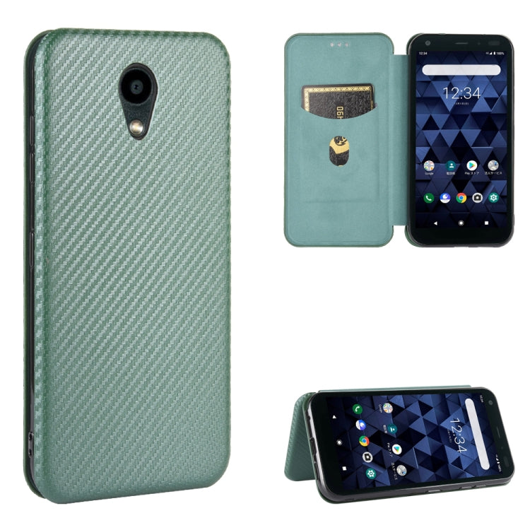 For Kyocera DIGNO BX Carbon Fiber Texture Horizontal Flip TPU + PC + PU Leather Case with Card Slot