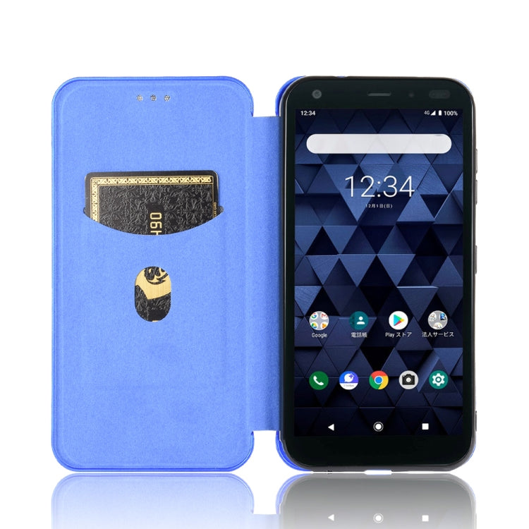 For Kyocera DIGNO BX Carbon Fiber Texture Horizontal Flip TPU + PC + PU Leather Case with Card Slot