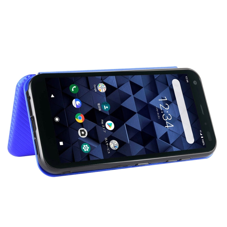 For Kyocera DIGNO BX Carbon Fiber Texture Horizontal Flip TPU + PC + PU Leather Case with Card Slot