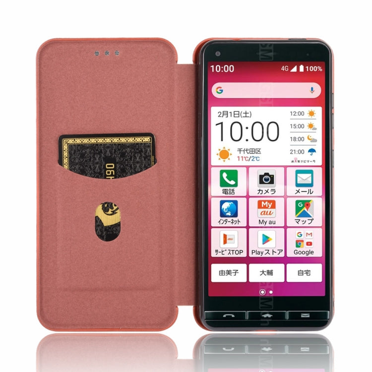 For Kyocera Katan Sumaho 2 (A001KC) Carbon Fiber Texture Horizontal Flip TPU + PC + PU Leather Case with Card Slot