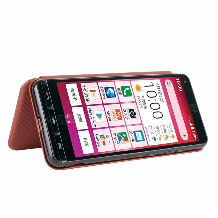 For Kyocera Katan Sumaho 2 (A001KC) Carbon Fiber Texture Horizontal Flip TPU + PC + PU Leather Case with Card Slot