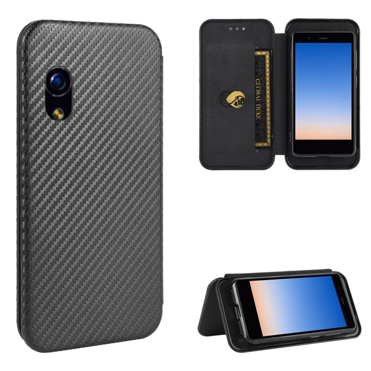 For Rakuten mini Carbon Fiber Texture Horizontal Flip TPU + PC + PU Leather Case with Card Slot