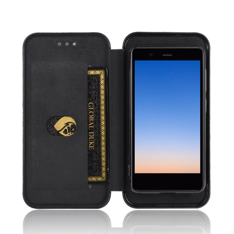 For Rakuten mini Carbon Fiber Texture Horizontal Flip TPU + PC + PU Leather Case with Card Slot