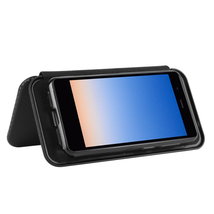 For Rakuten mini Carbon Fiber Texture Horizontal Flip TPU + PC + PU Leather Case with Card Slot