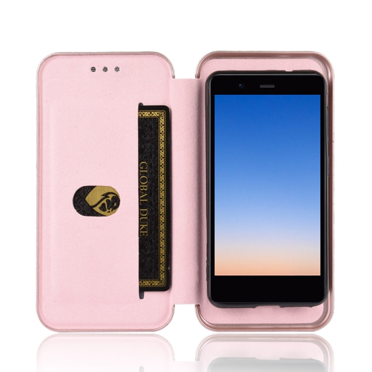 For Rakuten mini Carbon Fiber Texture Horizontal Flip TPU + PC + PU Leather Case with Card Slot