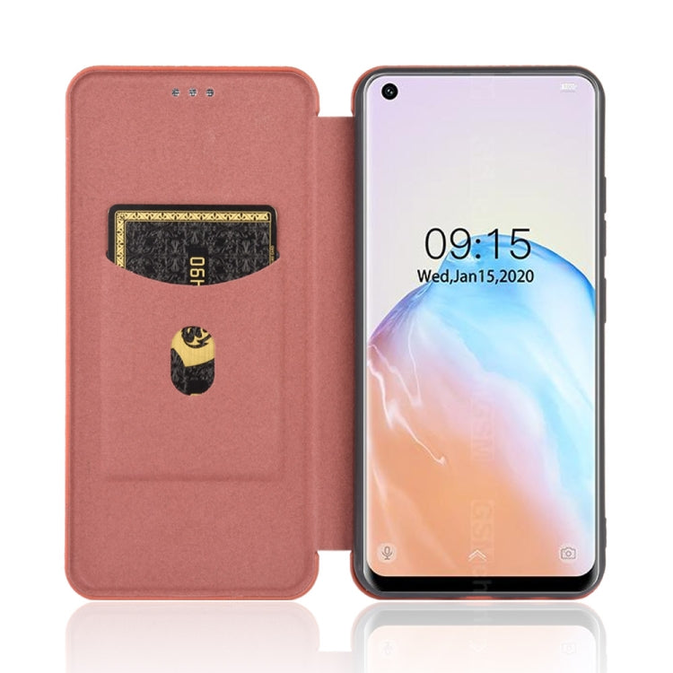 For Oukitel C18 Pro Carbon Fiber Texture Horizontal Flip TPU + PC + PU Leather Case with Card Slot