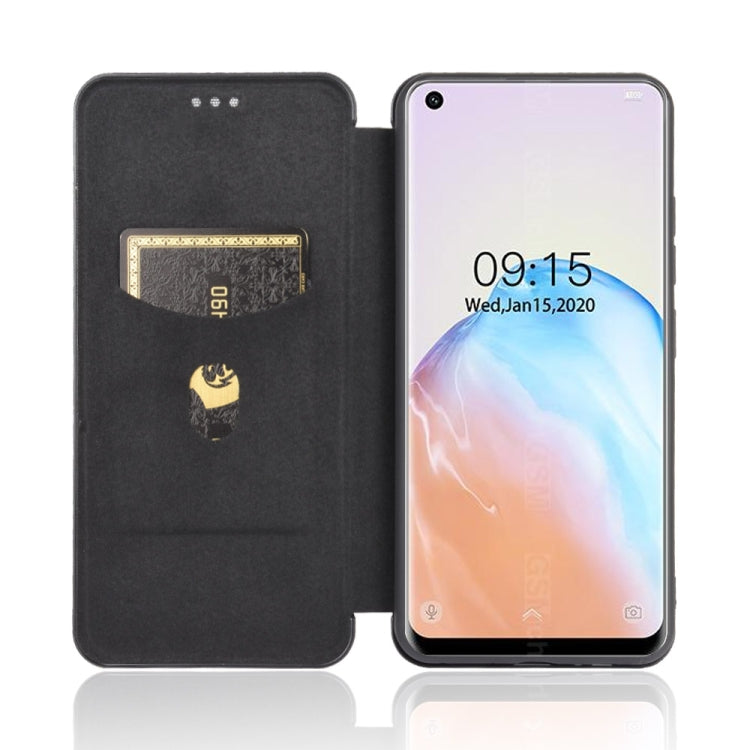 For Oukitel C18 Pro Carbon Fiber Texture Horizontal Flip TPU + PC + PU Leather Case with Card Slot