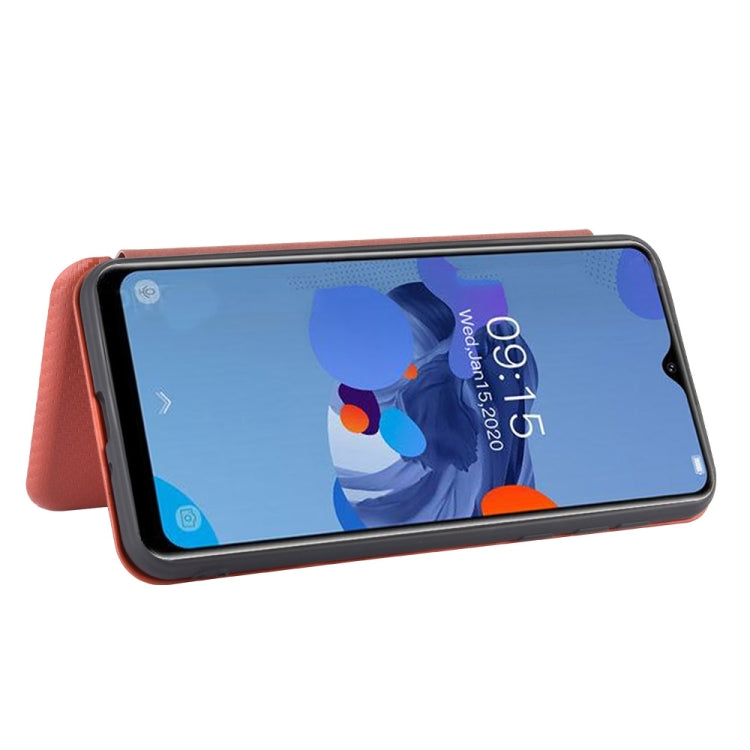 For Oukitel C19 Carbon Fiber Texture Horizontal Flip TPU + PC + PU Leather Case with Card Slot