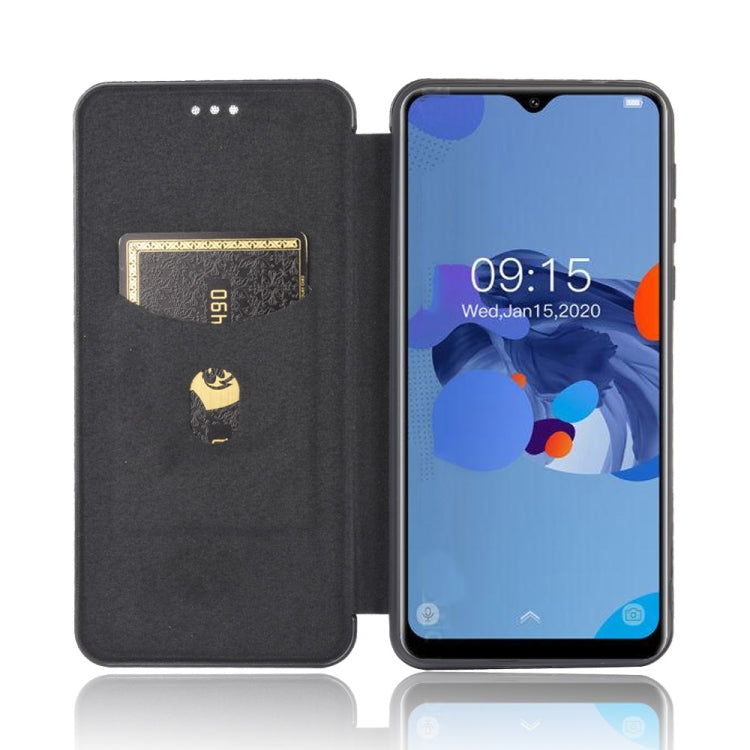 For Oukitel C19 Carbon Fiber Texture Horizontal Flip TPU + PC + PU Leather Case with Card Slot