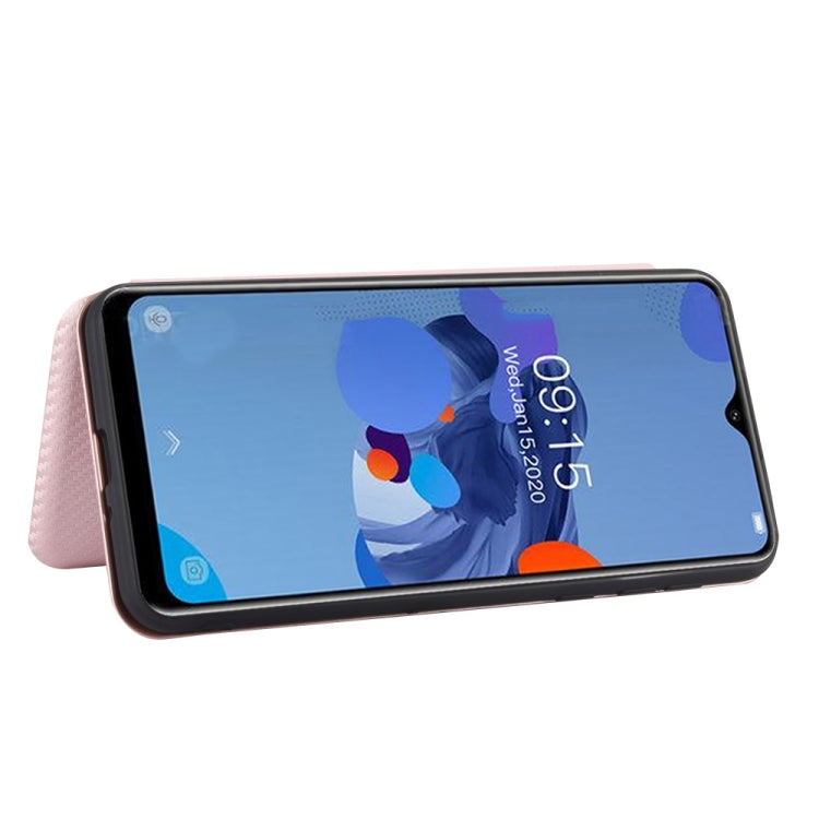 For Oukitel C19 Carbon Fiber Texture Horizontal Flip TPU + PC + PU Leather Case with Card Slot