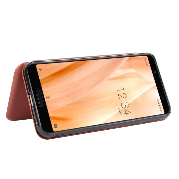 For Sharp Aquos Sense 3 Lite Carbon Fiber Texture Horizontal Flip TPU + PC + PU Leather Case with Card Slot