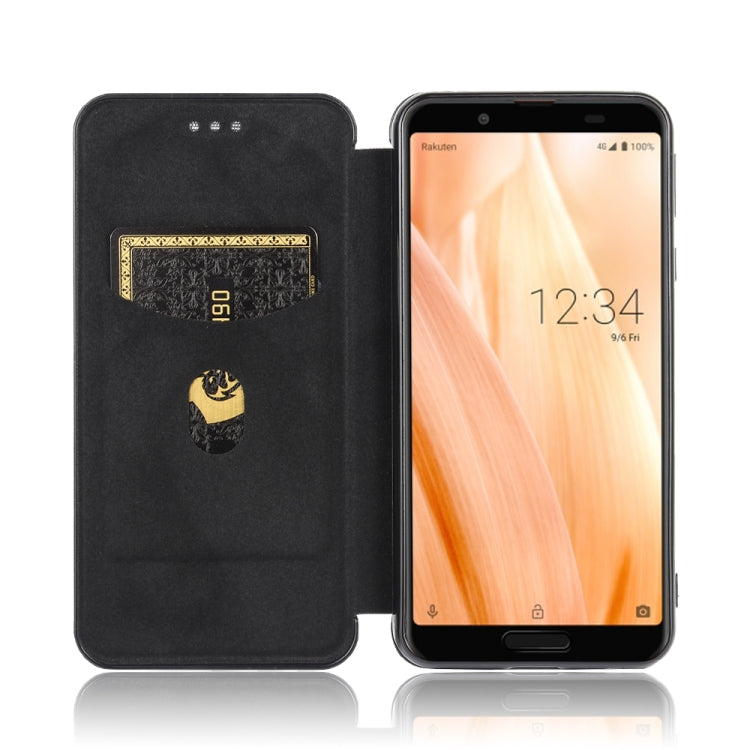 For Sharp Aquos Sense 3 Lite Carbon Fiber Texture Horizontal Flip TPU + PC + PU Leather Case with Card Slot