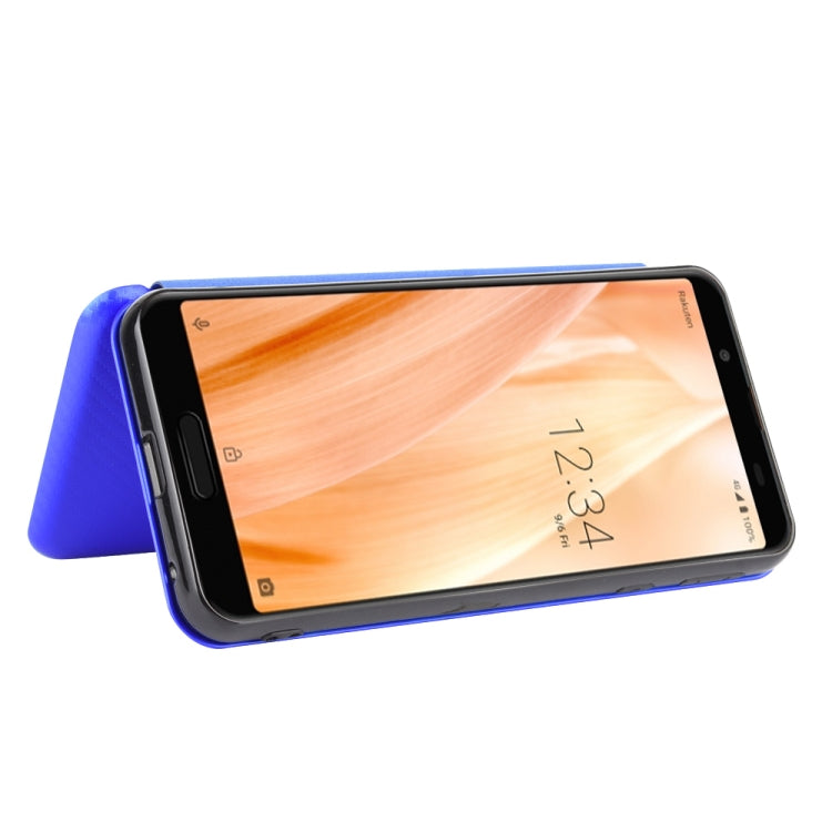 For Sharp Aquos Sense 3 Lite Carbon Fiber Texture Horizontal Flip TPU + PC + PU Leather Case with Card Slot