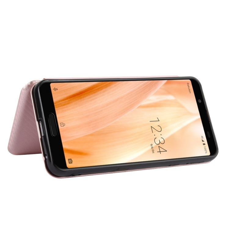For Sharp Aquos Sense 3 Lite Carbon Fiber Texture Horizontal Flip TPU + PC + PU Leather Case with Card Slot