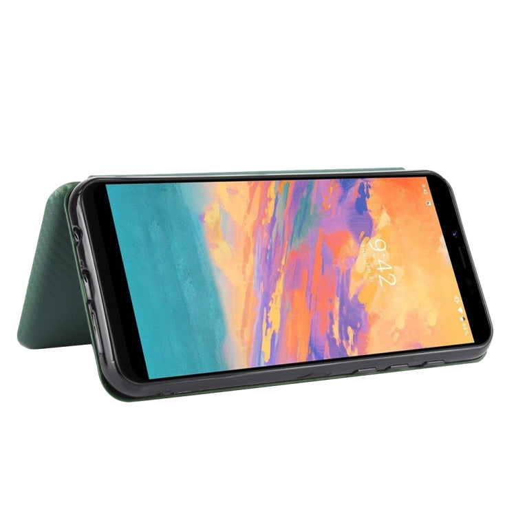 For UMIDIGI A3S Carbon Fiber Texture Horizontal Flip TPU + PC + PU Leather Case with Card Slot