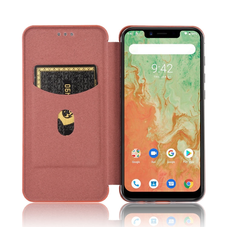 For UMIDIGI A3X Carbon Fiber Texture Horizontal Flip TPU + PC + PU Leather Case with Card Slot