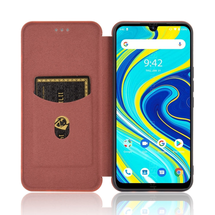 For UMIDIGI A7 Pro Carbon Fiber Texture Horizontal Flip TPU + PC + PU Leather Case with Card Slot