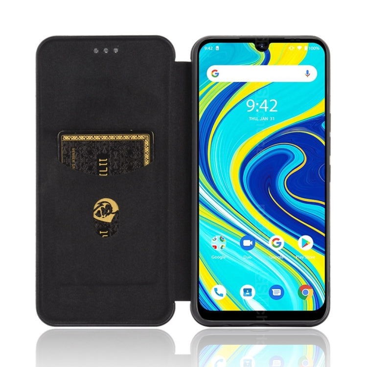 For UMIDIGI A7 Pro Carbon Fiber Texture Horizontal Flip TPU + PC + PU Leather Case with Card Slot