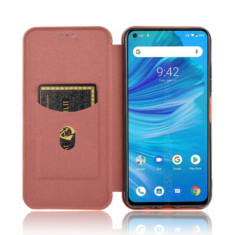 For UMIDIGI F2 Carbon Fiber Texture Horizontal Flip TPU + PC + PU Leather Case with Card Slot