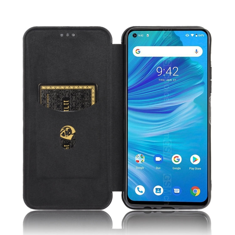 For UMIDIGI F2 Carbon Fiber Texture Horizontal Flip TPU + PC + PU Leather Case with Card Slot
