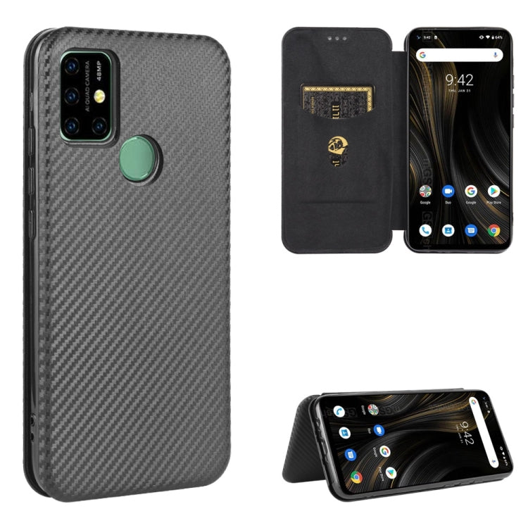 For UMIDIGI Power 3 Carbon Fiber Texture Horizontal Flip TPU + PC + PU Leather Case with Card Slot