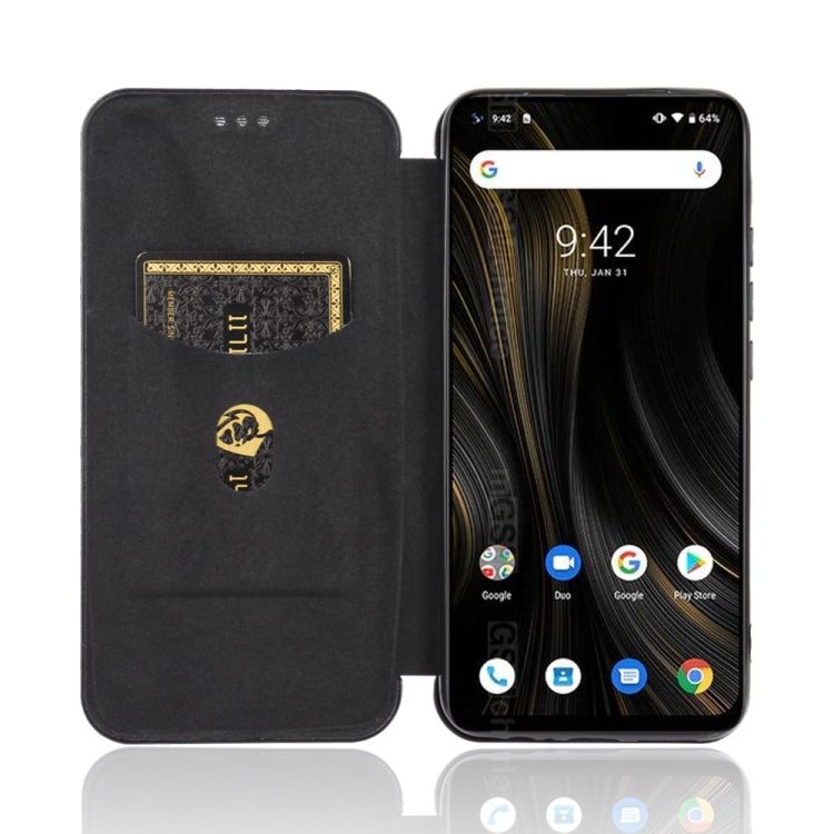 For UMIDIGI Power 3 Carbon Fiber Texture Horizontal Flip TPU + PC + PU Leather Case with Card Slot