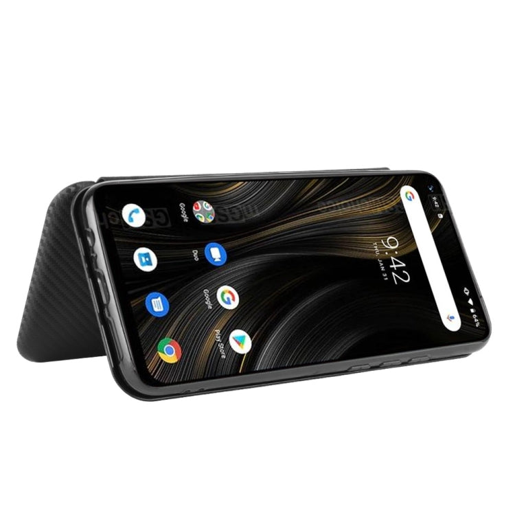 For UMIDIGI Power 3 Carbon Fiber Texture Horizontal Flip TPU + PC + PU Leather Case with Card Slot
