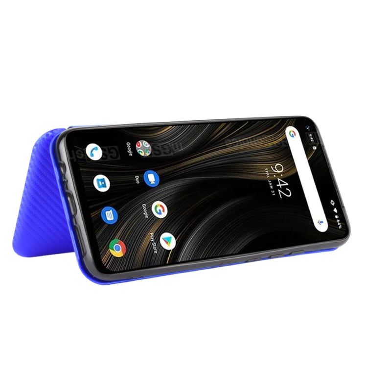 For UMIDIGI Power 3 Carbon Fiber Texture Horizontal Flip TPU + PC + PU Leather Case with Card Slot