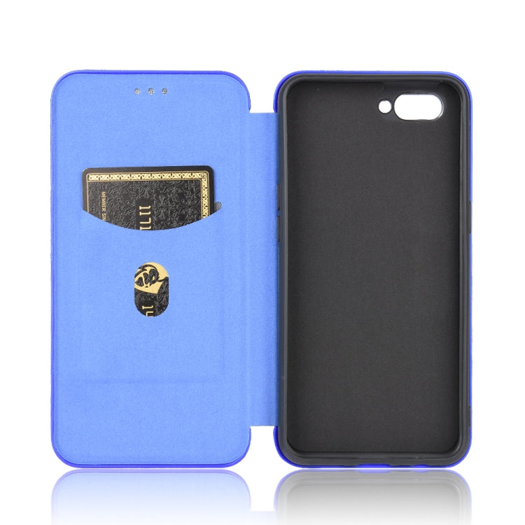 For OPPO A5(AX5) / A3s / A12e Carbon Fiber Texture Horizontal Flip TPU + PC + PU Leather Case with Card Slot