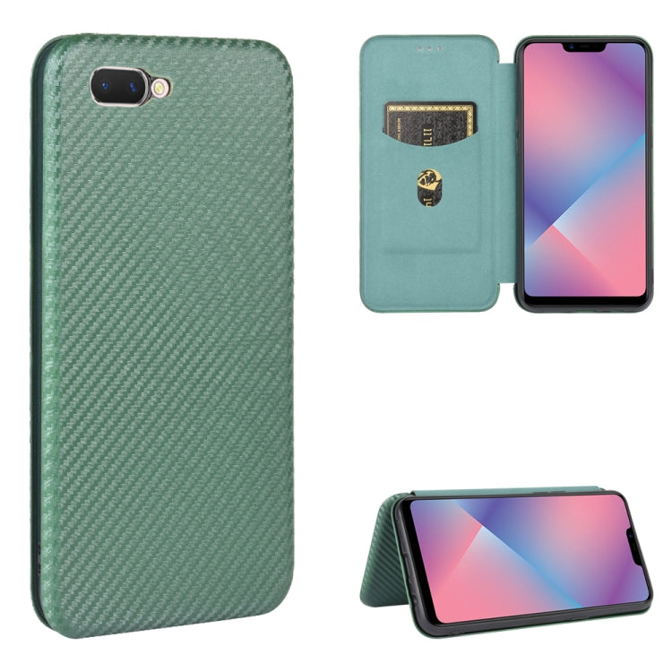 For OPPO A5(AX5) / A3s / A12e Carbon Fiber Texture Horizontal Flip TPU + PC + PU Leather Case with Card Slot