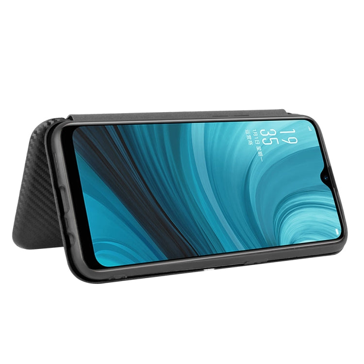 For OPPO A7(AX7) / A5s / AX5s / A12 Carbon Fiber Texture Horizontal Flip TPU + PC + PU Leather Case with Card Slot