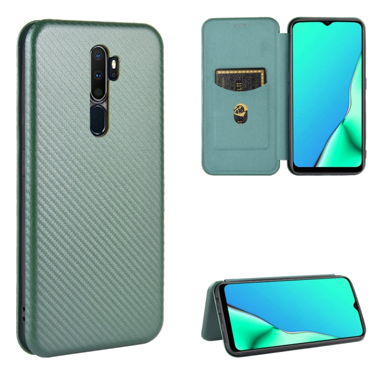 For OPPO A9 (2020) / A11 / A11X / A5 (2020) Carbon Fiber Texture Horizontal Flip TPU + PC + PU Leather Case with Card Slot