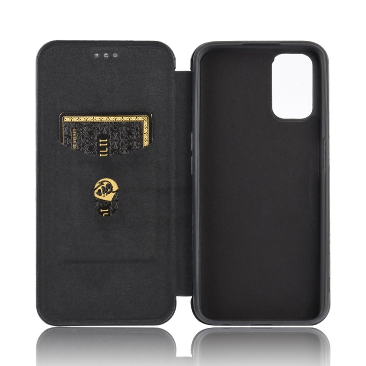 For OPPO A52 / A72 / A92 Carbon Fiber Texture Horizontal Flip TPU + PC + PU Leather Case with Card Slot