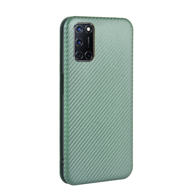 For OPPO A52 / A72 / A92 Carbon Fiber Texture Horizontal Flip TPU + PC + PU Leather Case with Card Slot