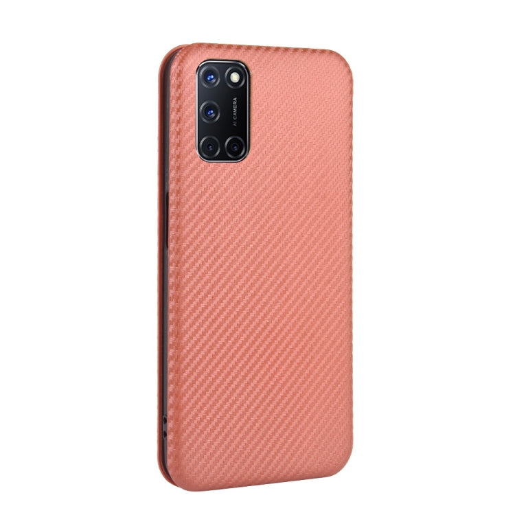 For OPPO A52 / A72 / A92 Carbon Fiber Texture Horizontal Flip TPU + PC + PU Leather Case with Card Slot