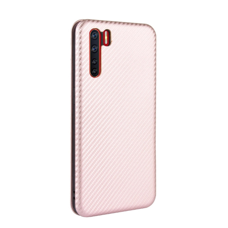 For OPPO A91 / F15 Reno3(Southeast Asia Version) Carbon Fiber Texture Horizontal Flip TPU + PC + PU Leather Case with Card Slot