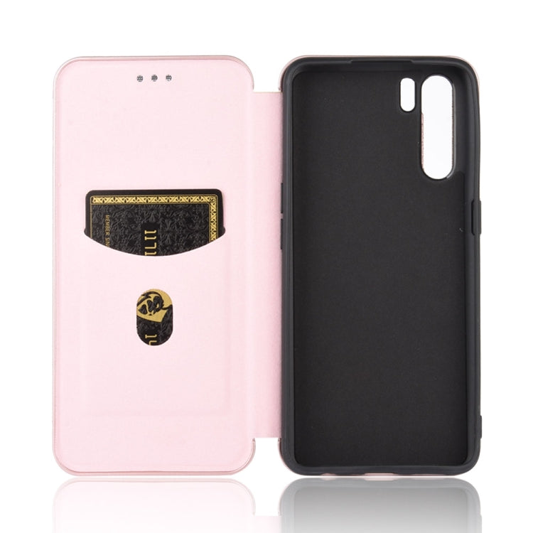For OPPO A91 / F15 Reno3(Southeast Asia Version) Carbon Fiber Texture Horizontal Flip TPU + PC + PU Leather Case with Card Slot