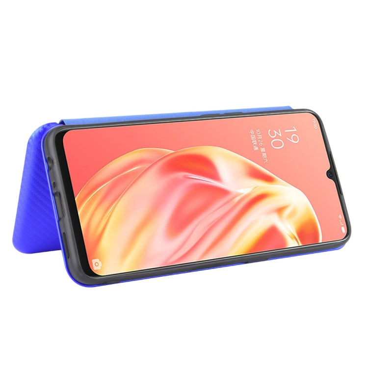 For OPPO A91 / F15 Reno3(Southeast Asia Version) Carbon Fiber Texture Horizontal Flip TPU + PC + PU Leather Case with Card Slot