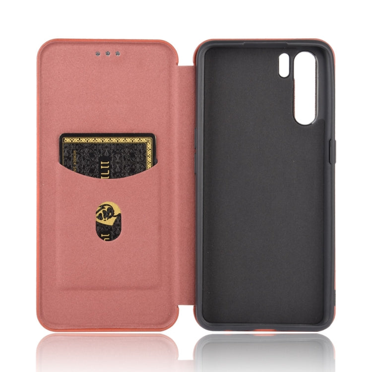 For OPPO A91 / F15 Reno3(Southeast Asia Version) Carbon Fiber Texture Horizontal Flip TPU + PC + PU Leather Case with Card Slot